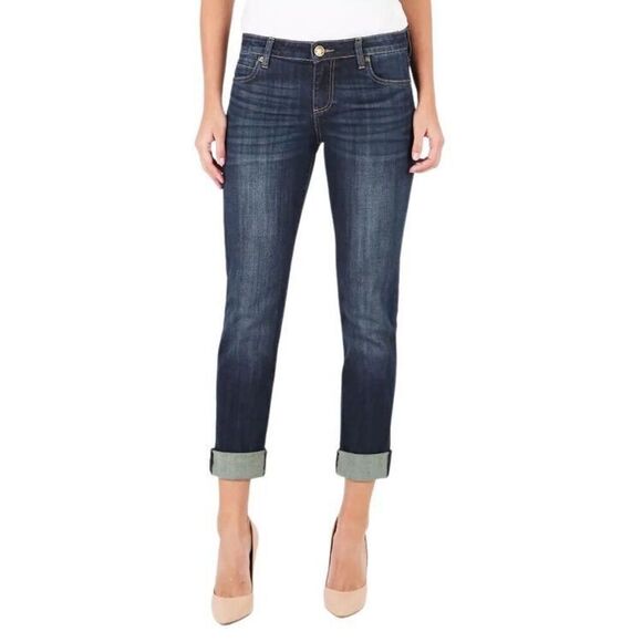 Kut from the Kloth 16W Dark Wash Catherine Boyfriend Jeans Cropped High Waist - Picture 1 of 6